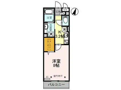 クランメール(1K/2階)の間取り写真