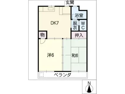 日和マンション(2DK/2階)の間取り写真