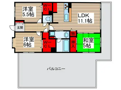 レジディア東松戸(3LDK/4階)の間取り写真