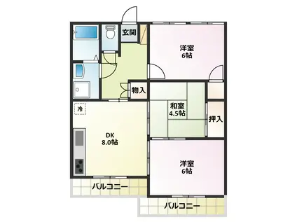 木瀬川リバーサイドマンション(3DK/1階)の間取り写真