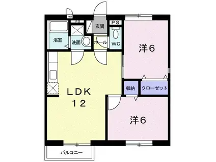 エスポワール筑紫(2LDK/2階)の間取り写真