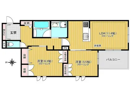 ウィステリア ティー(2LDK/2階)の間取り写真