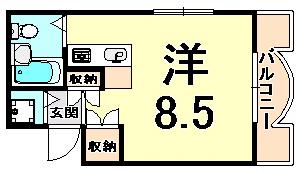エンプレス武庫元町(ワンルーム/2階)の間取り写真
