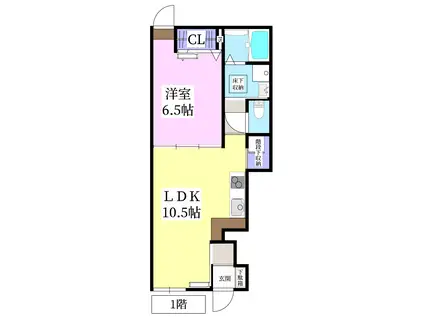 ピースランド吉岡(1LDK/1階)の間取り写真