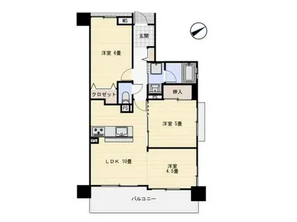 プレステージ姫路V(3LDK/10階)の間取り写真