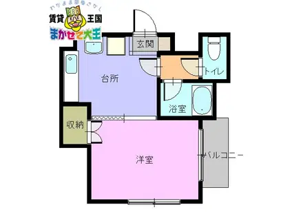 八幡町七福ビル(1DK/6階)の間取り写真