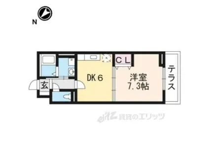 ベルウエスト(1DK/1階)の間取り写真