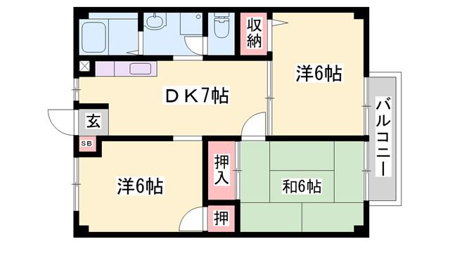 サンクス(3DK/2階)の間取り写真