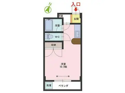 ツィンクル谷内(ワンルーム/3階)の間取り写真