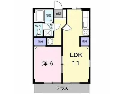 フリーデハイム(1LDK/1階)の間取り写真