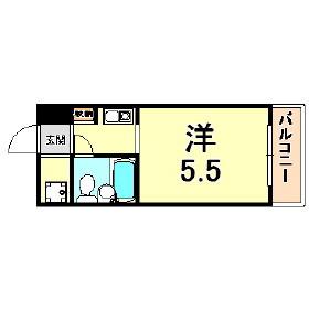カサベラ岡本(1K/2階)の間取り写真