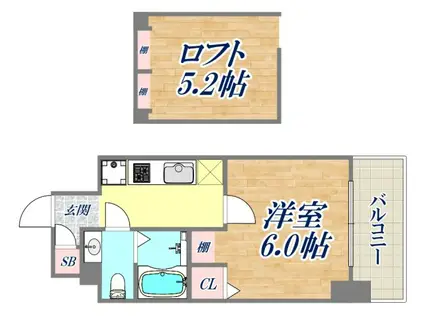 エステムコート神戸・県庁前Ⅳグランディオ(1K/9階)の間取り写真