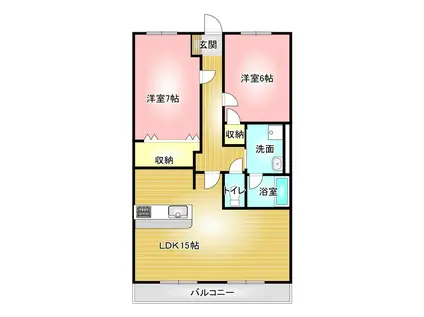 ハートフルマンションNO1(2LDK/4階)の間取り写真