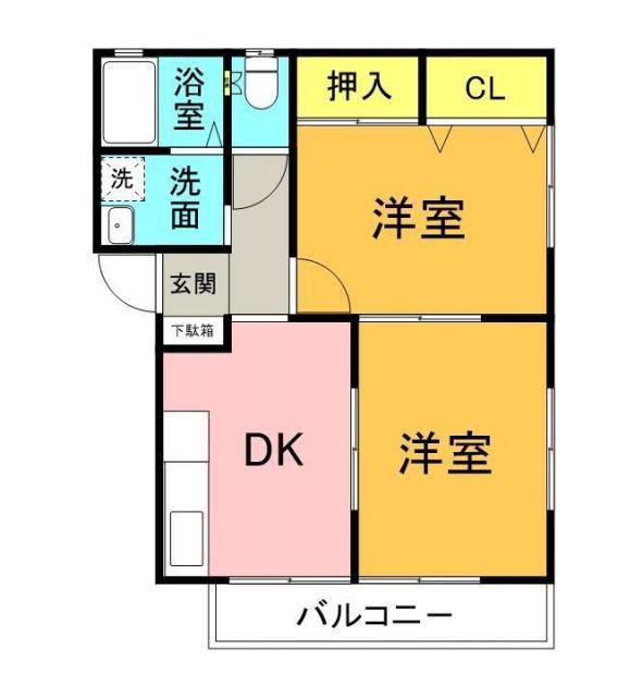 ハイツ ボヌール(2DK/1階)の間取り写真