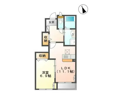 グリーン・ハイツ(1LDK/1階)の間取り写真