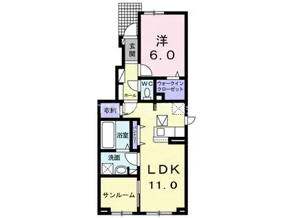 ベル アンジュV(1LDK/1階)の間取り写真