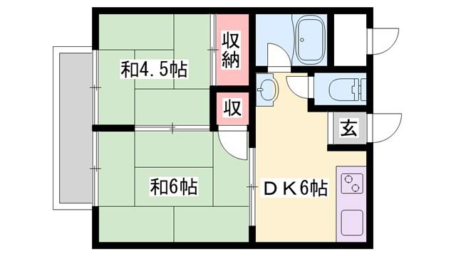 大西ハイツ(2DK/2階)の間取り写真