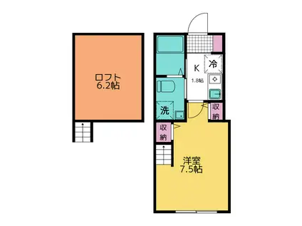 アルテミスXI(1K/2階)の間取り写真