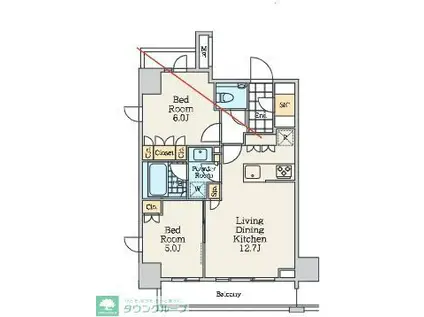 クレストコート中野富士見町(2LDK/6階)の間取り写真