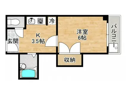 グラシアミノオII(1K/5階)の間取り写真