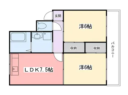 第一青山ハイツ(2LDK/3階)の間取り写真
