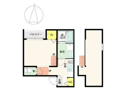 シャーロット(1K/2階)の間取り写真