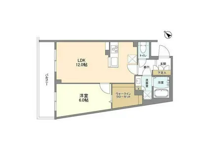 ウェルスクエア中目黒Ⅱ(1LDK/1階)の間取り写真