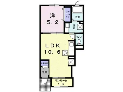 スターチスII(1LDK/1階)の間取り写真