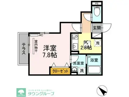 クレスタ(1K/1階)の間取り写真