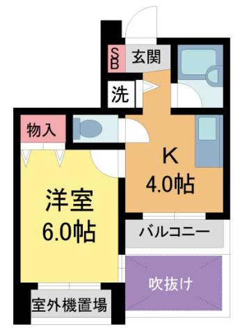 APRICITY西宮駅前(1K/6階)の間取り写真