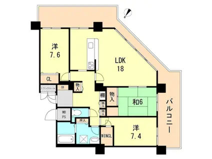 キャナルタウン中央(3LDK/25階)の間取り写真