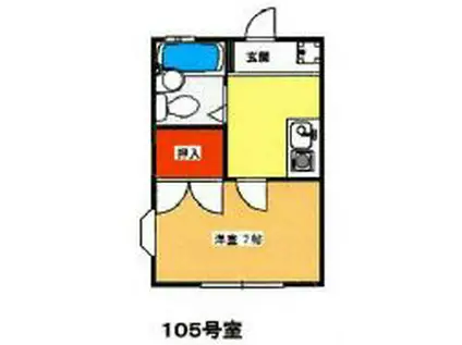 ポエム湘南(1K/1階)の間取り写真