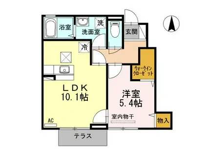 D-ROOM 白石西(1LDK/1階)の間取り写真