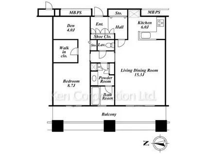 芝浦アイランド エアタワー(1SLDK/39階)の間取り写真