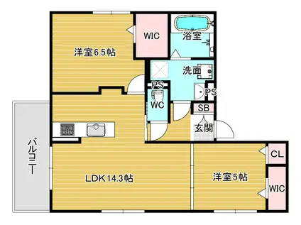 D-RESIDENCE下田部B(2LDK/3階)の間取り写真