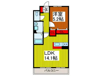 KAWADA・B/U707(1LDK/3階)の間取り写真