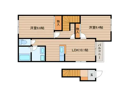 ウィングガーデンしらとり(2LDK/2階)の間取り写真