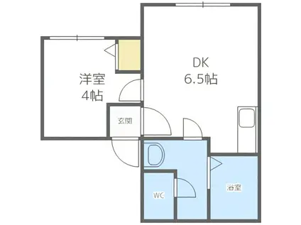 FLAT・J白石本通B棟(1DK/1階)の間取り写真