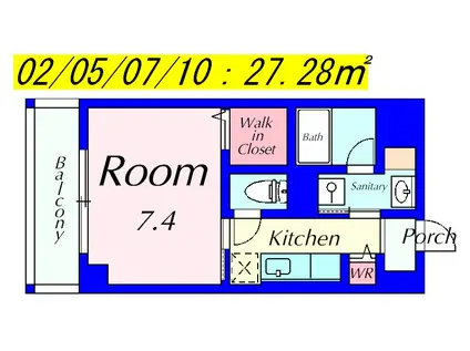 プロニティヒル(1K/6階)の間取り写真