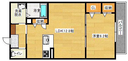 ヴァンレーベ(1LDK/1階)の間取り写真