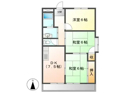 ヒライマンション(3DK/3階)の間取り写真