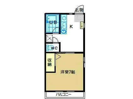 ロイヤルハイツ壱番館A棟(1K/2階)の間取り写真