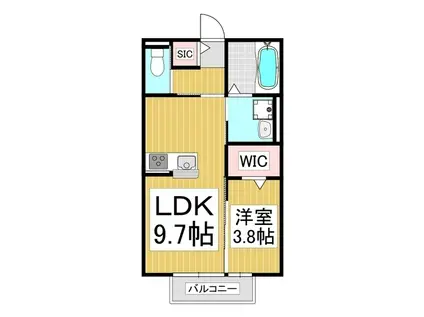 RIVERAIN北(1LDK/1階)の間取り写真