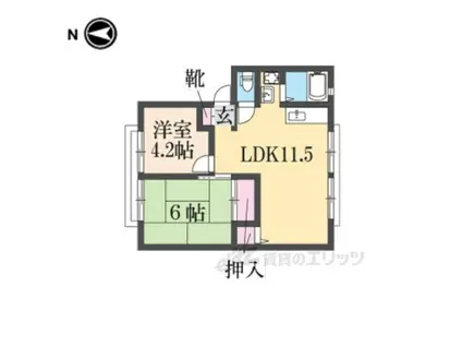 ユニピア荒巻(2LDK/1階)の間取り写真
