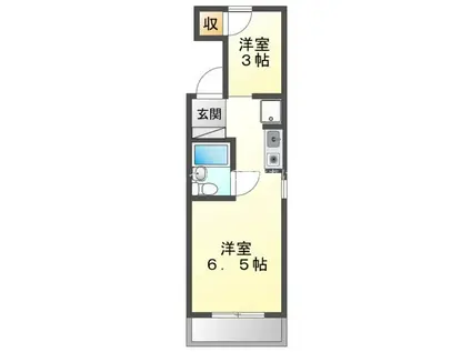 グラン・ドゥムール(1K/3階)の間取り写真