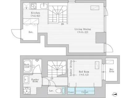 LA REINA ICHIGAYA KAGACHO(1LDK/1階)の間取り写真