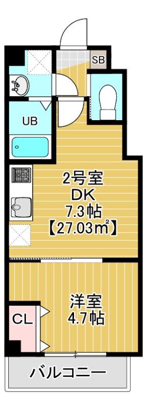 カイテキースV(1DK/5階)の間取り写真