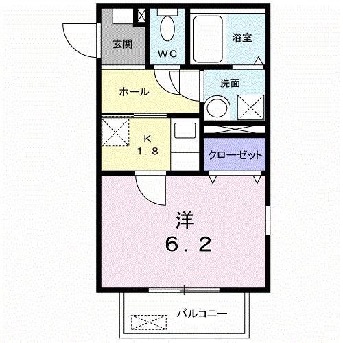 モデルノ・カーサ(1K/2階)の間取り写真