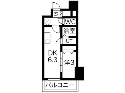 メイクスWアート名駅南III(1DK/3階)の間取り写真