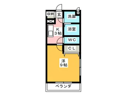 ドミールVI(1K/1階)の間取り写真